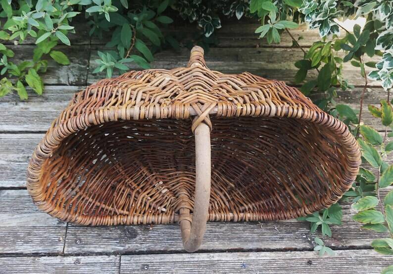 Old large Burgundy wicker basket