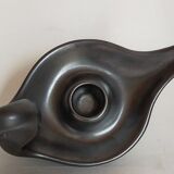 Bougeoir rat-de-cave noir mat en céramique années 50