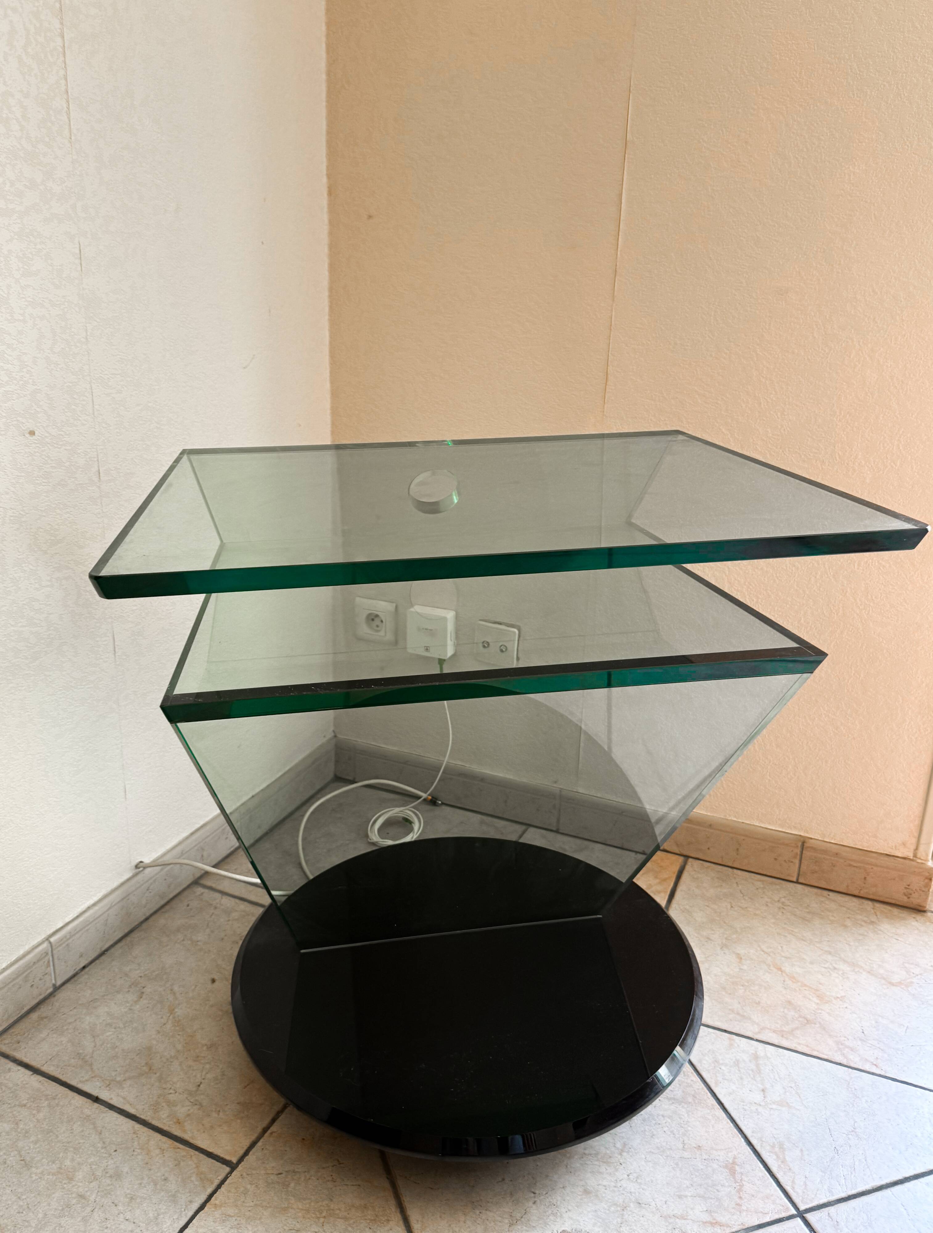 Meuble tv pivotant en verre roche bobois modèle jazz