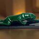 Art Deco, green ceramic panther sculpture circa 1930.