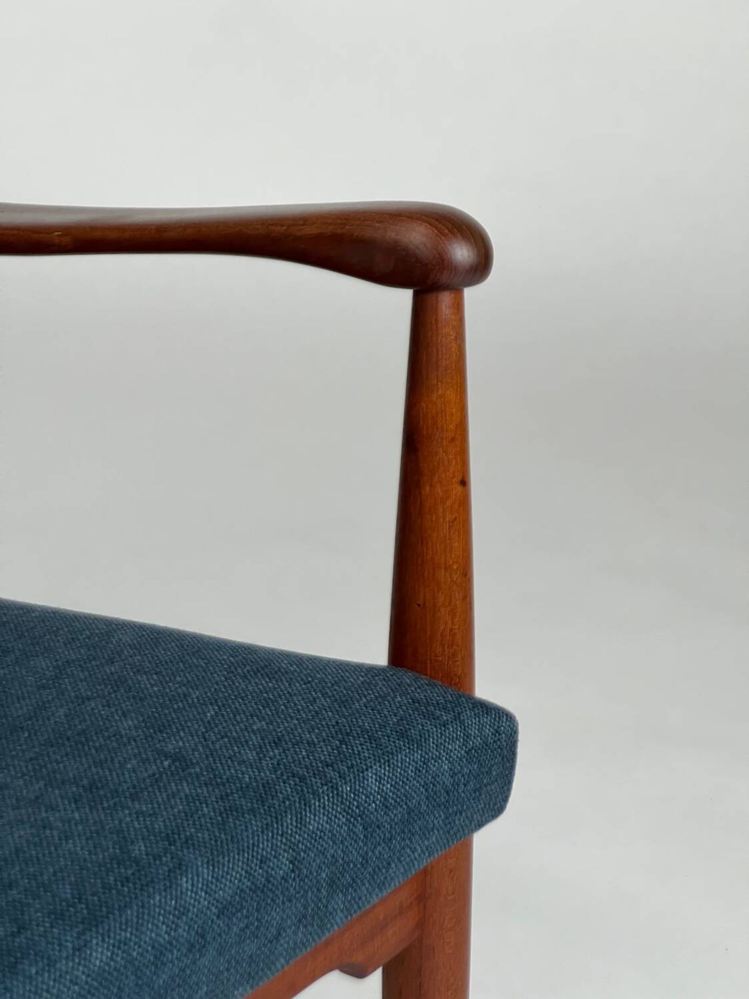 Mid-century teak armchair easy chair reupholstered 60s vintage