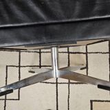 Black leather ottoman 1970 vintage