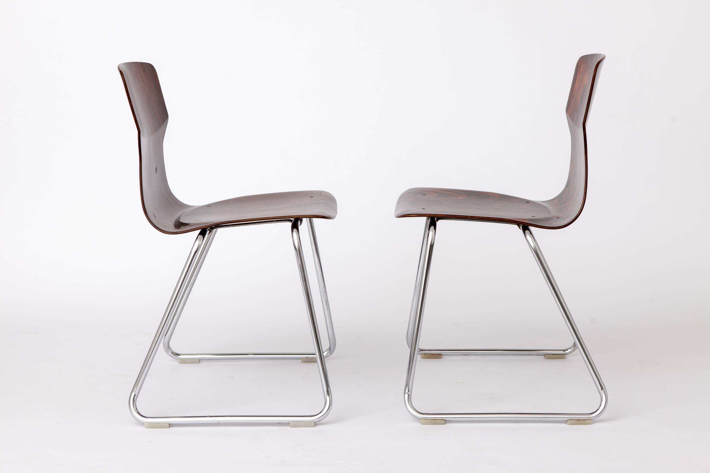 2 of 4 Vintage Flötotto Pagwood Chairs, 1970s German Design, Plywood
