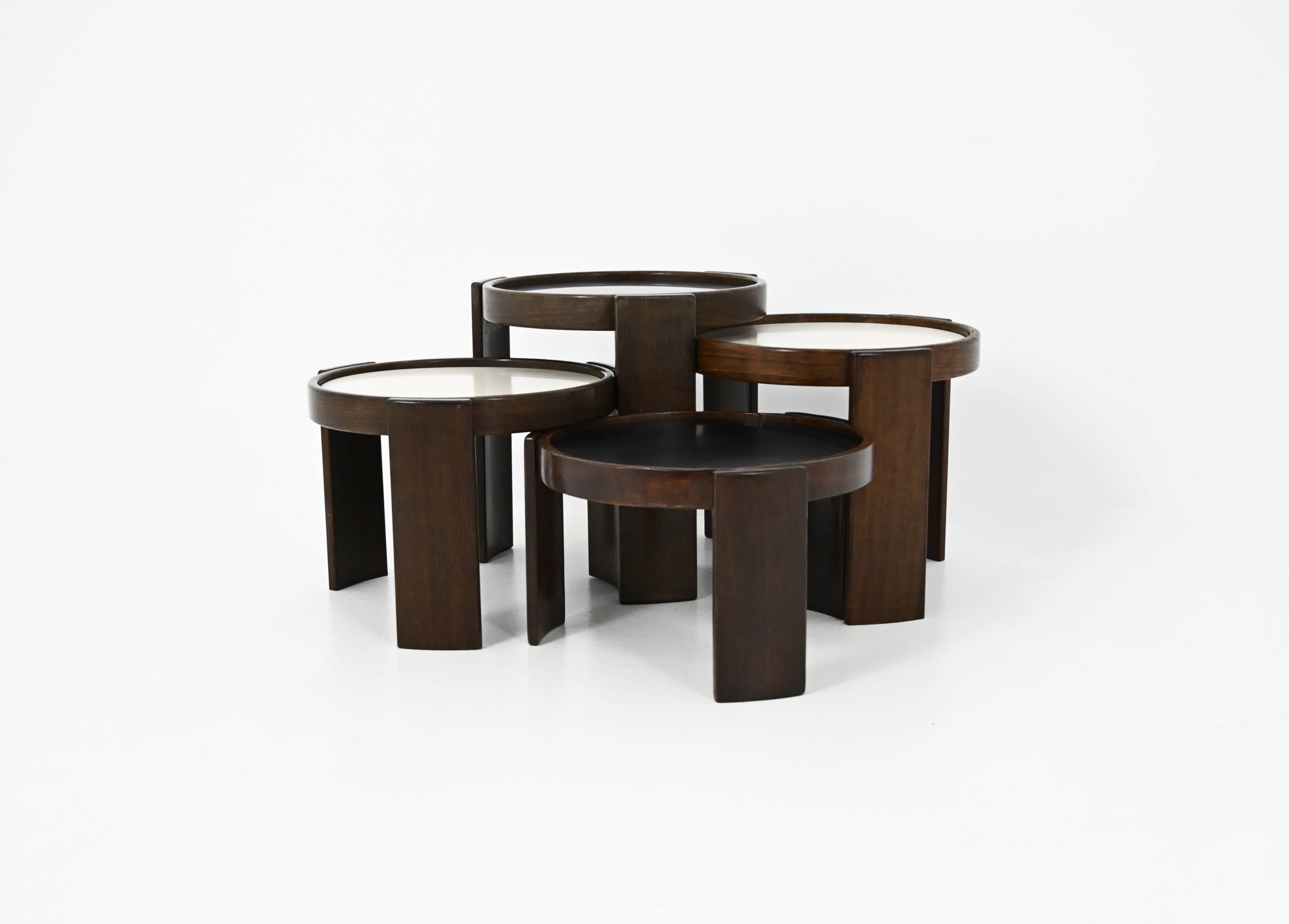 Nest tables model 780, created by Gianfranco Frattini for Cassina, year