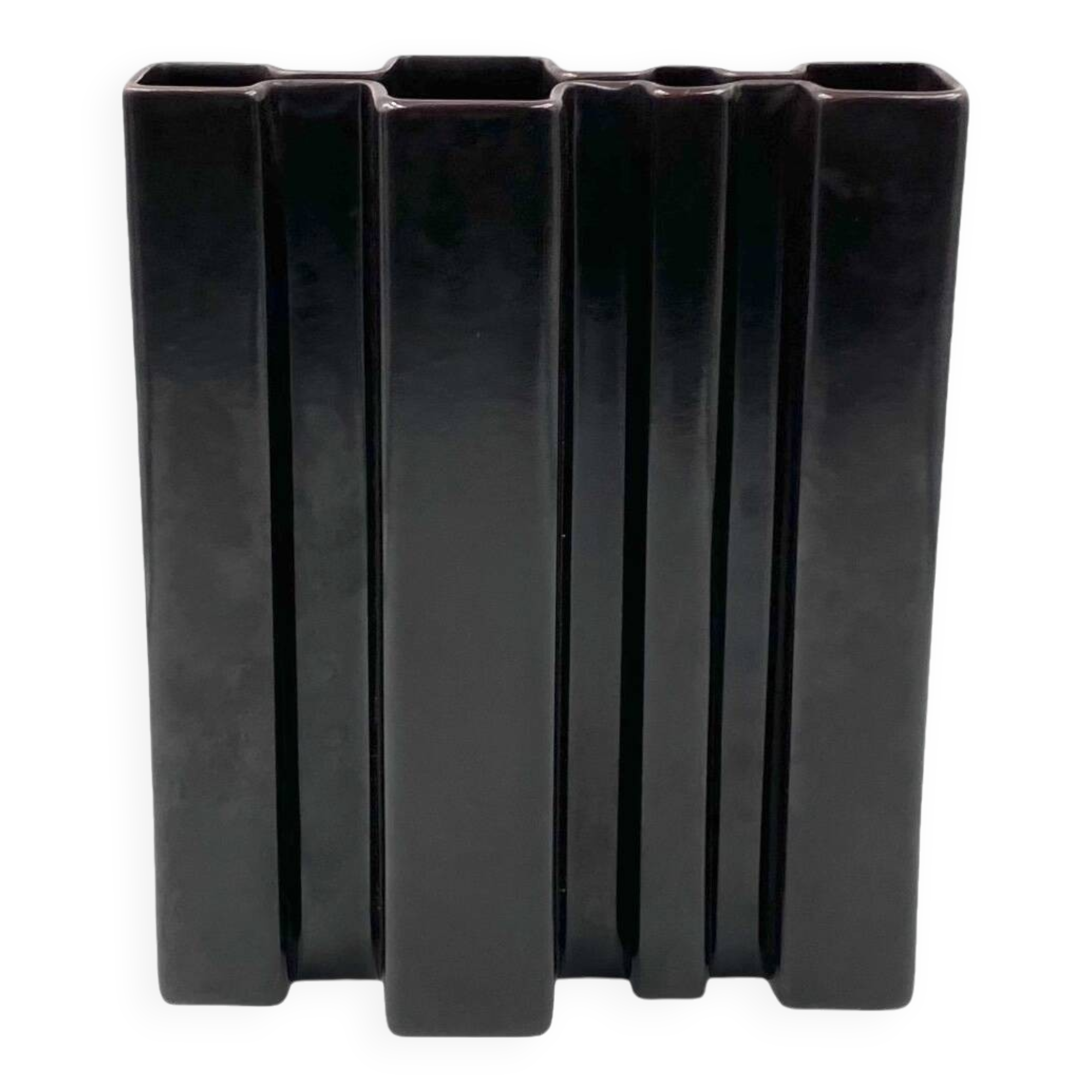 Angelo Mangiarotti, Space age brown ceramic vase, Fratelli Brambilla Italy ca. 1968