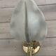 Set of 3 Murano glass wall lamps in white and brass, 1970s.