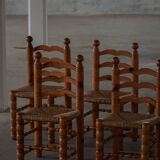 Set of 6 modern French brutalist chairs, in the style of Charles Dudouyt, made in the 1960s.