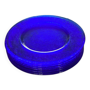8 assiettes Murano bleue