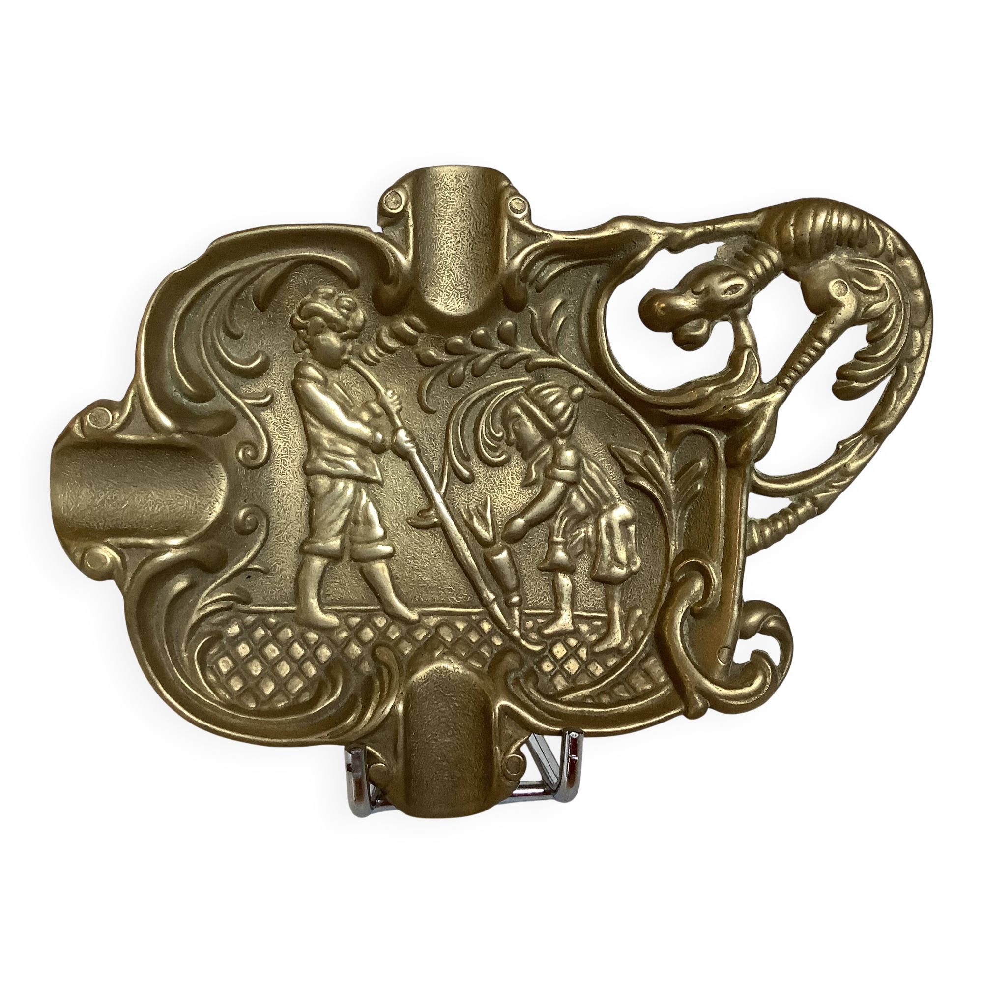 Ashtray glass blowers gargoyle in brass