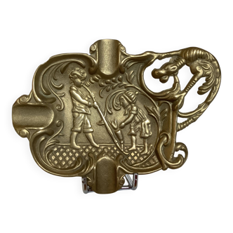 Ashtray glass blowers gargoyle in brass