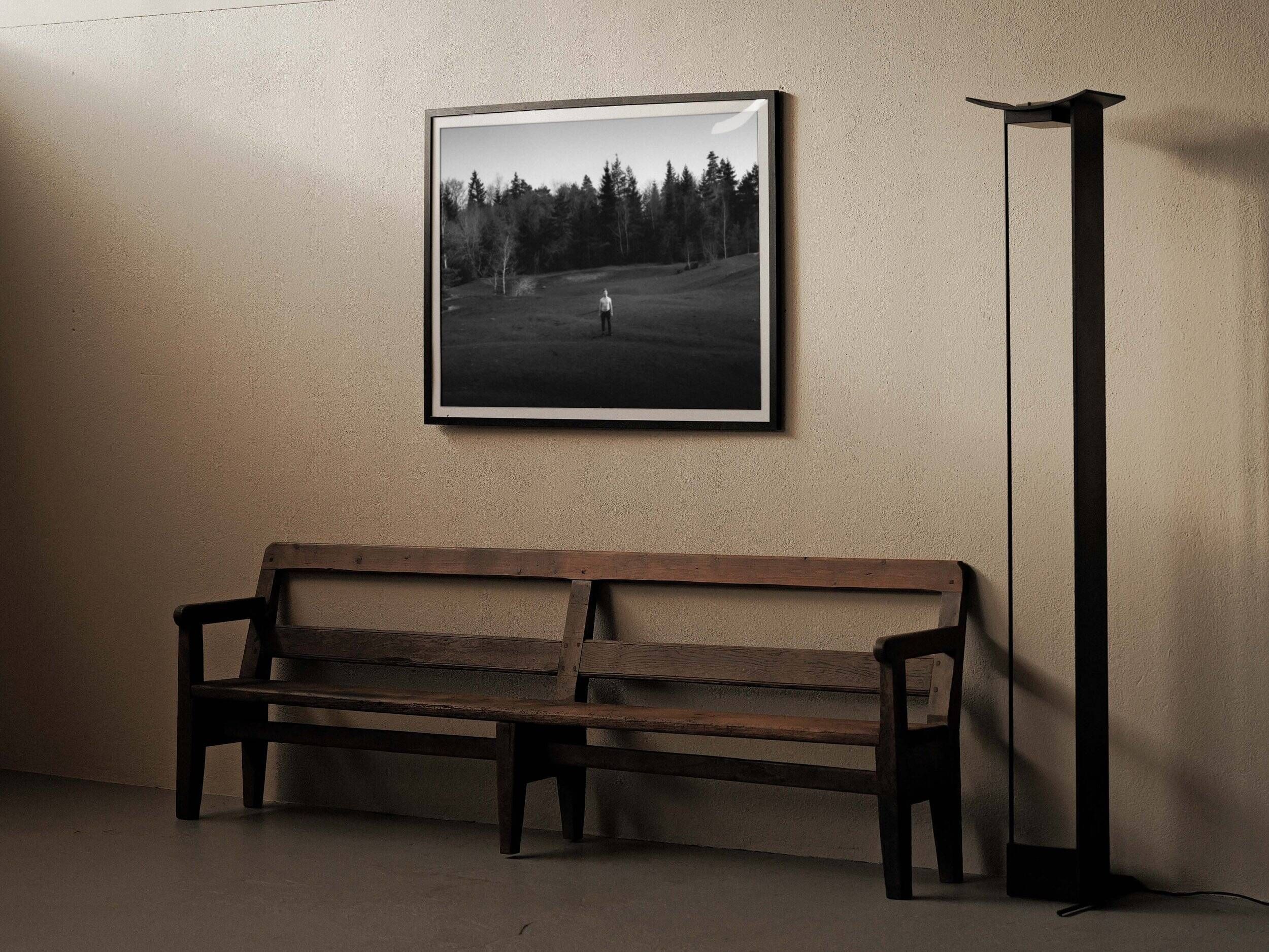Large antique farmhouse bench in solid wood – Auvergne, around 1900