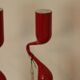 Pair of vintage red metal candleholders by Mikaela Dorfman for Menu Denmark