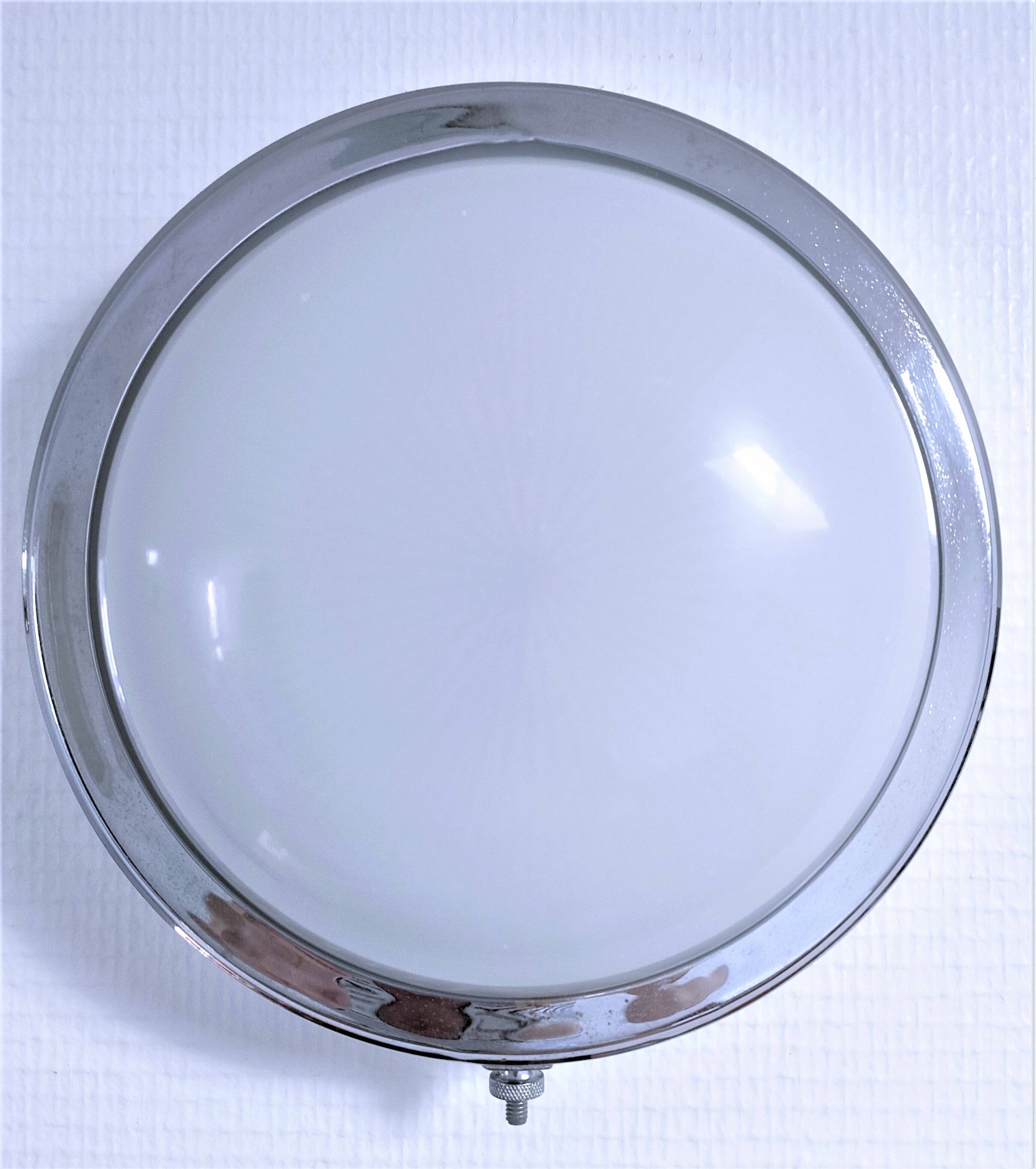 Wall lamp Art Deco opaline chromed metal 30s