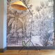 Vintage floor lamp rattan lampshade