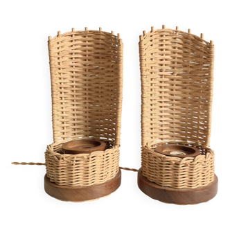 Two rattan lamps with fabric cables 2x2 M
