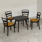 Lot de 4 chaises Thonet art déco 1930 , bouclette Jaune moutarde