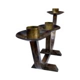 Brass candlestick in brutalist style, Austria 1970s.