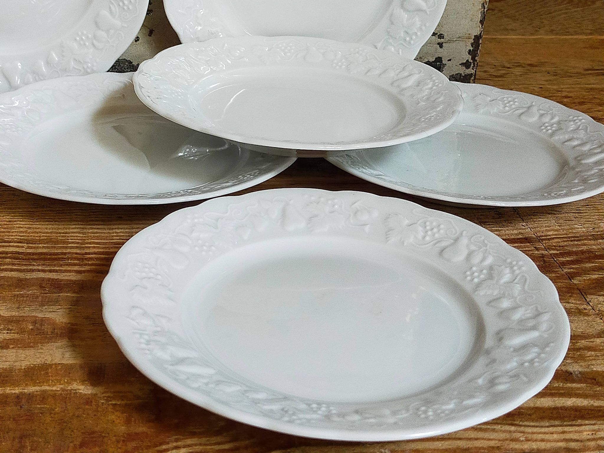 Six vintage Philippe Deshoulières Limoges California porcelain bread plates