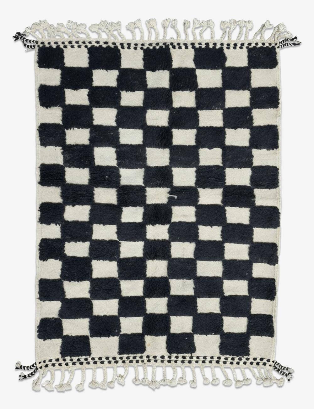 Tapis à damier noir et blanc - 149 x 112 cm