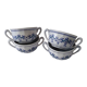 Lot de 4 grandes tasses à anses bleues ciel avec décor Royal bleu marine signé salins Ségur France en céramique