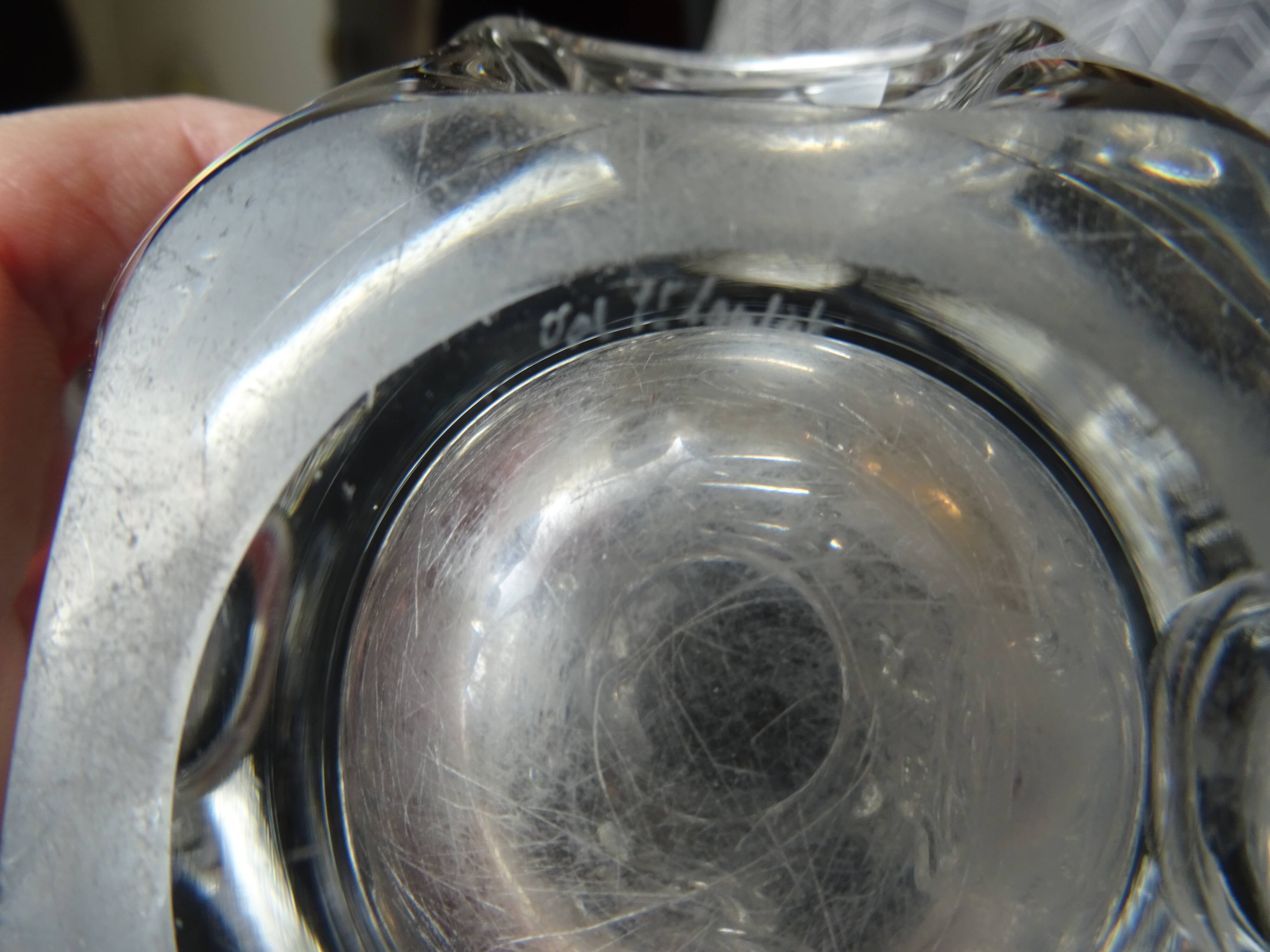 Val Saint Lambert crystal sculptural vase design Antonio and Guido Bon