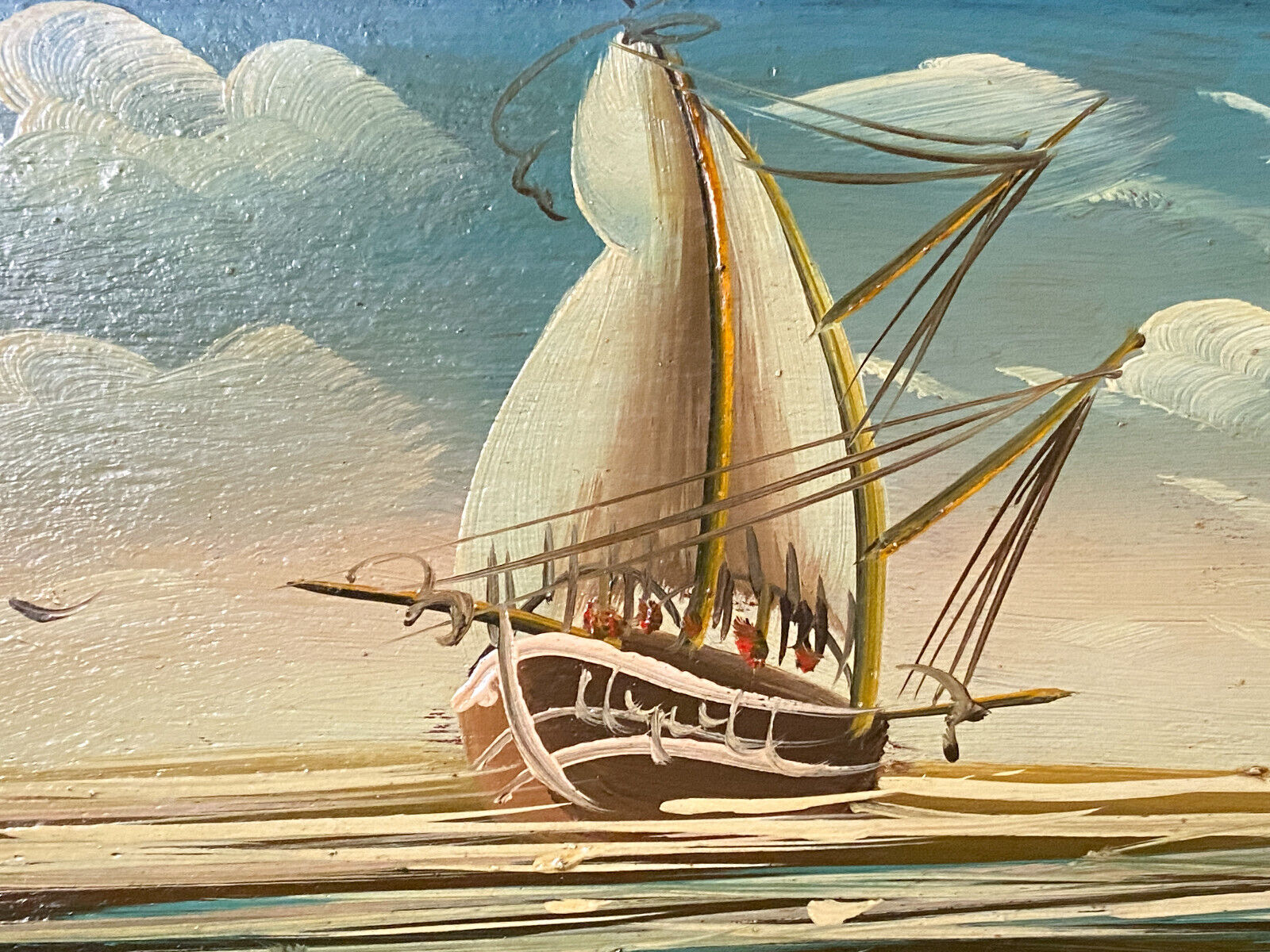 Coffre de Marine anglais Bateaux peints Milieu XXe