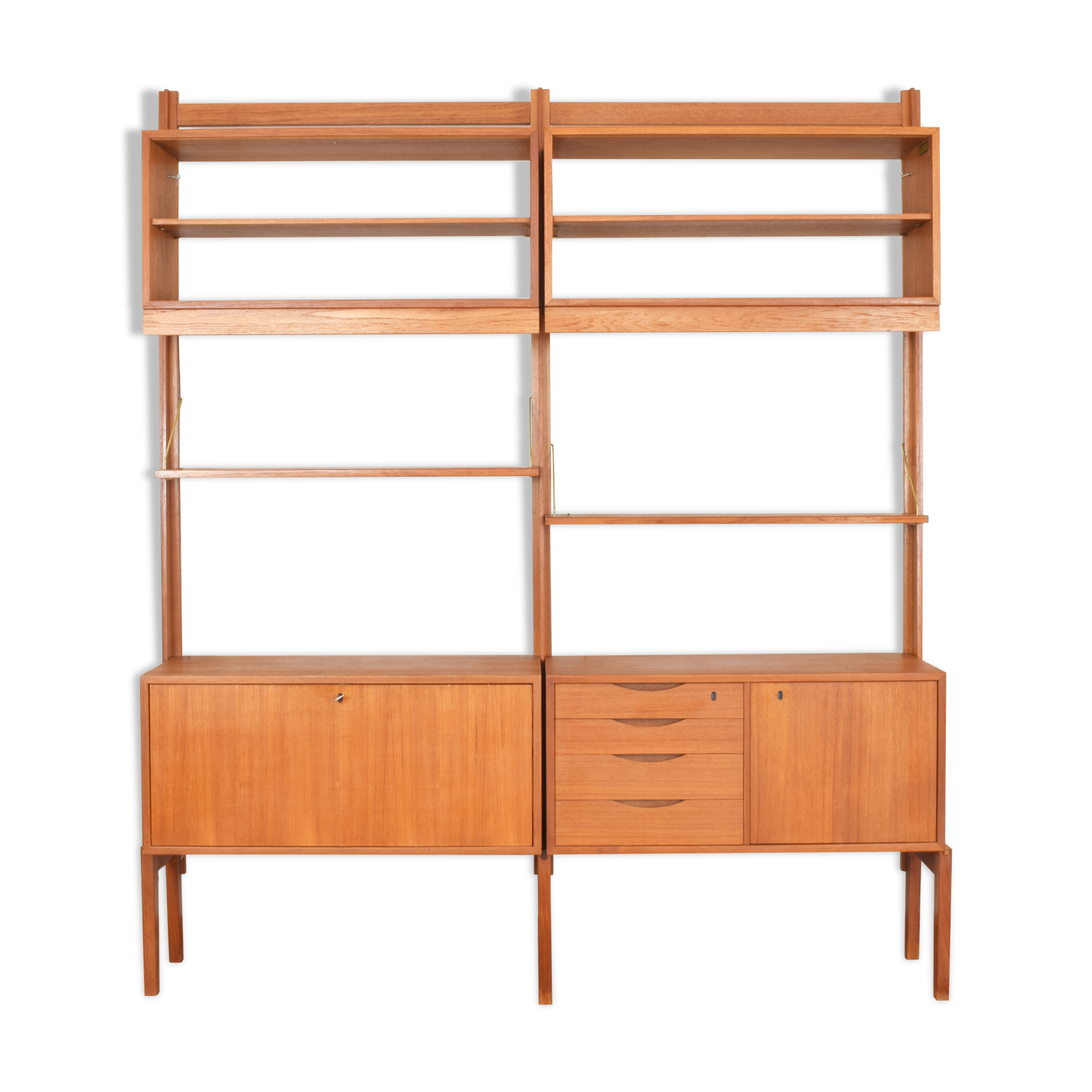 Bibliothèque en teck du milieu du siècle par Torbjørn Afdal pour Bruksbo, années 1950, ensemble de 2