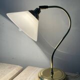 Articulated brass and opaline lamp from the 70s