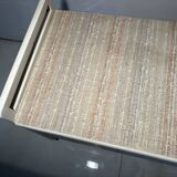 Vintage upholstered chest, white lacquered wooden structure, 1960s-70s