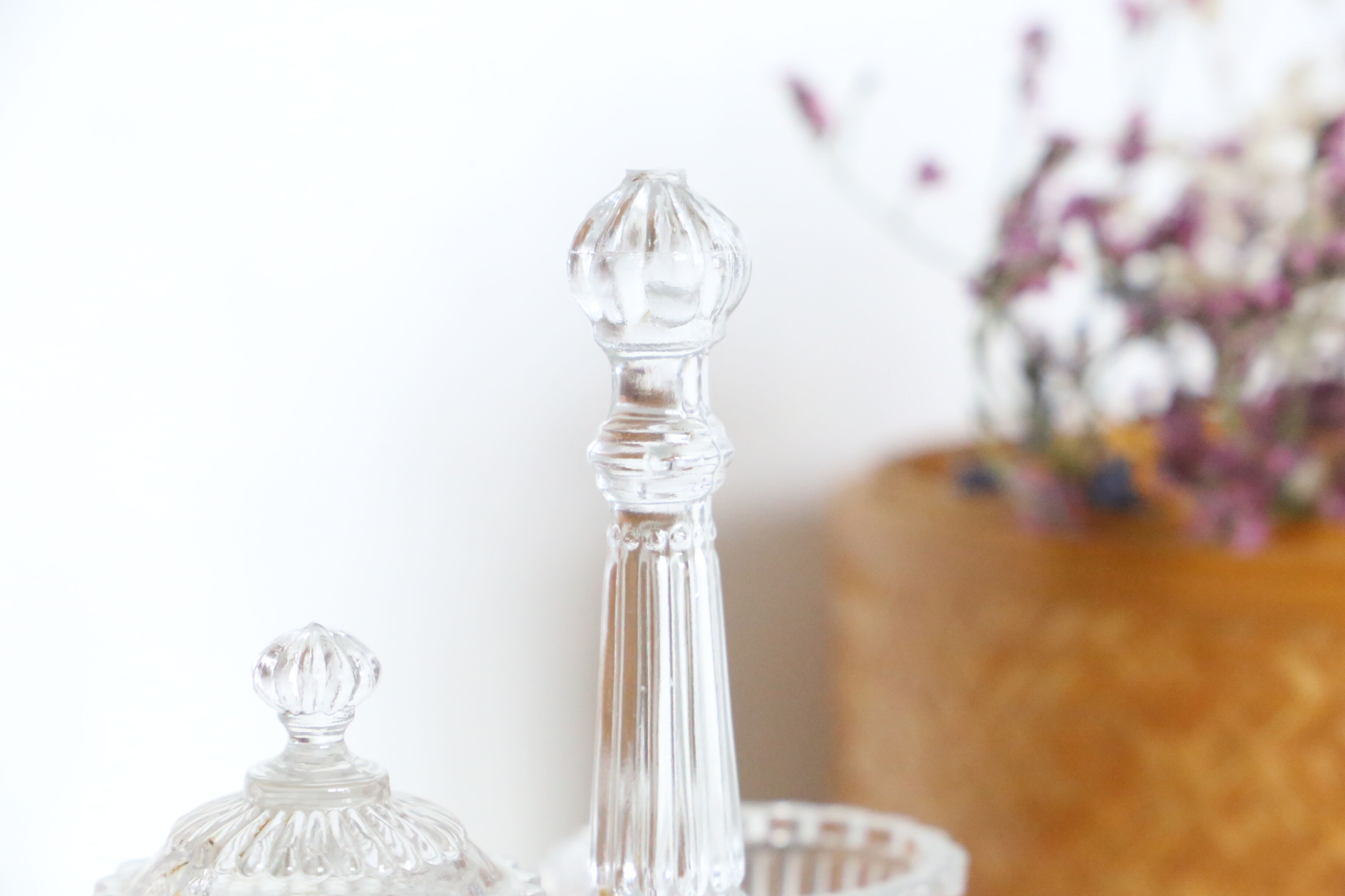 Serviteur de table, sel poivre et moutarde, en verre moulé, antiquité, vintage