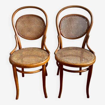 Lot de 2 Chaises de Bistrot cannées THONET N°11  (vers 1900)