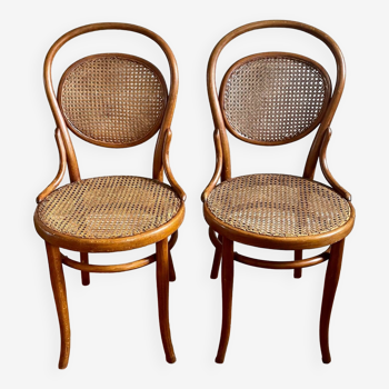 Set of 2 THONET Cane Bistro Chairs N°11 (circa 1900)