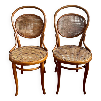 Set of 2 THONET Cane Bistro Chairs N°11 (circa 1900)