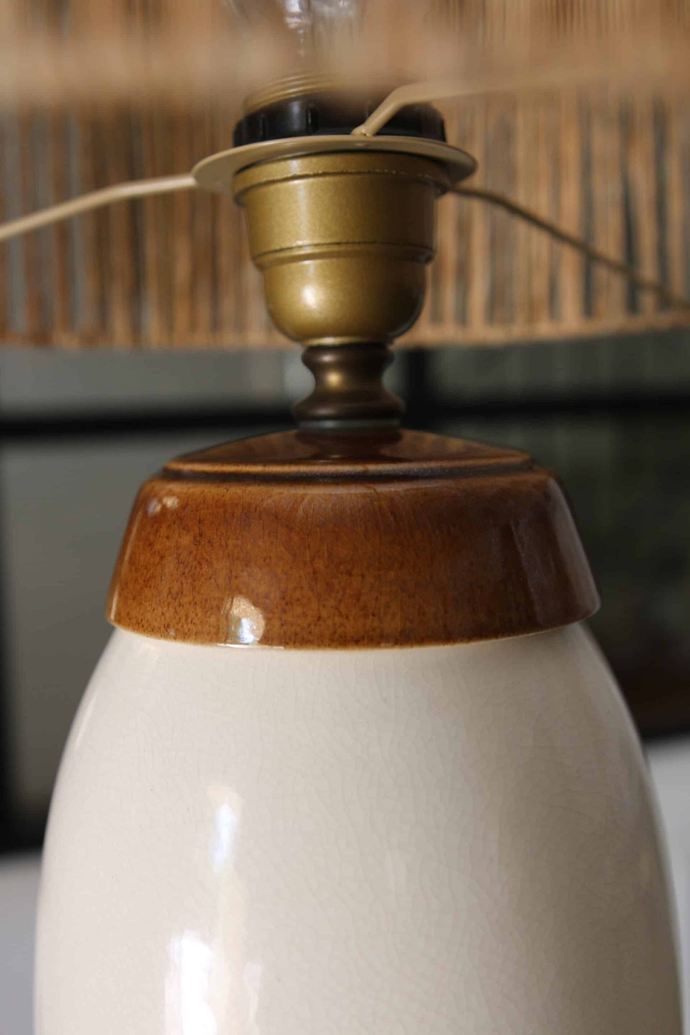 Lampe à poser en céramique craquelée, années 80