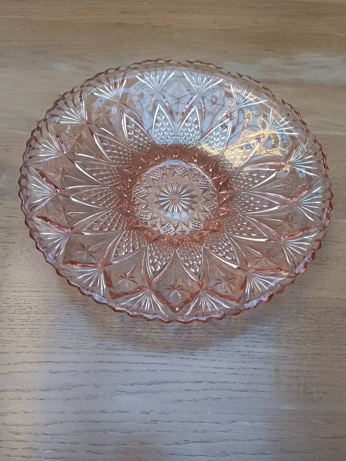 Grand plat Art déco verre rose