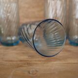 6 verres à eau bleu à tourbillon optique luminarc