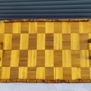 Vintage tray in "bamboo and marquetry"