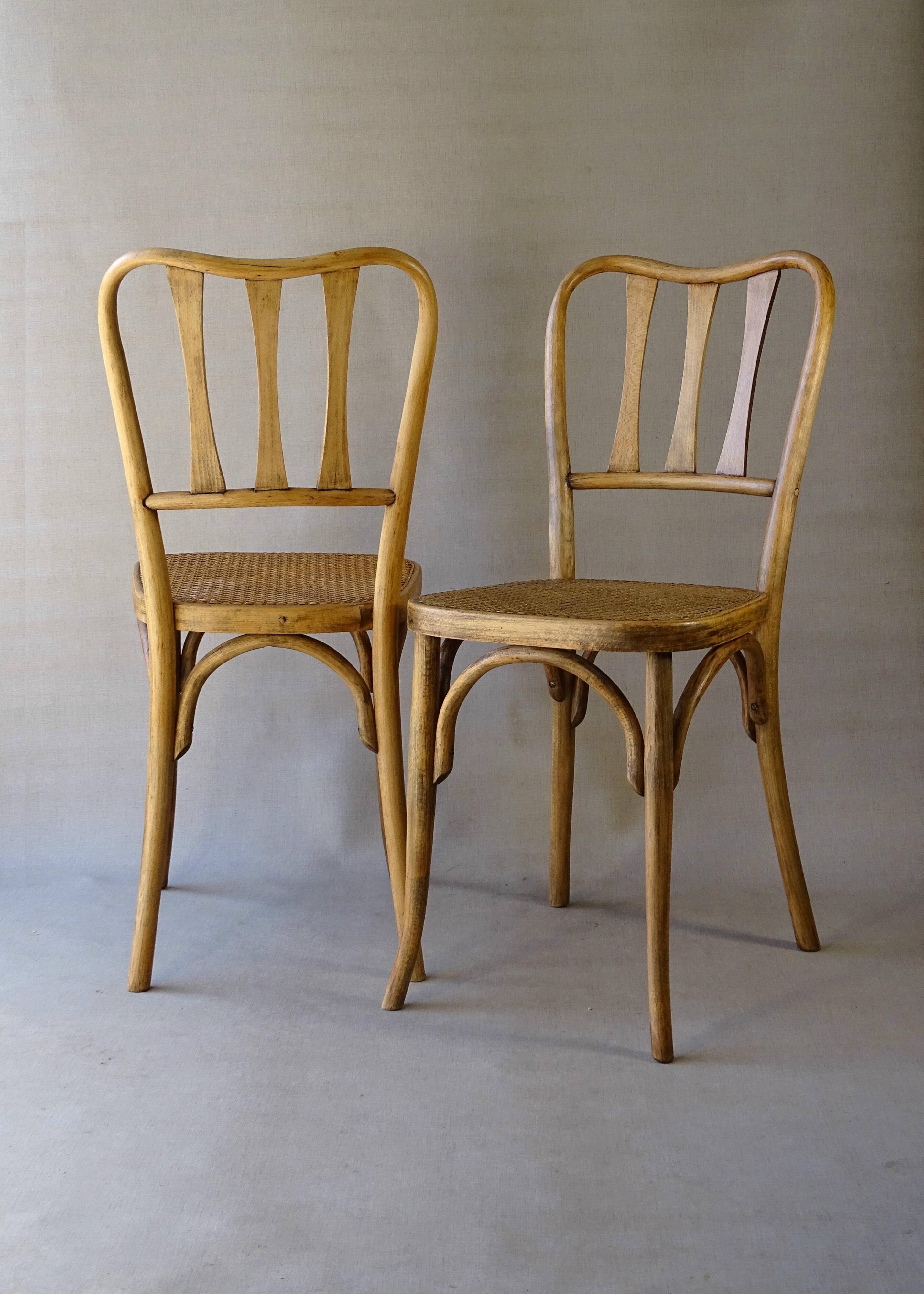2 caned bistro chairs, Horgen Glarus (Switzerland), around 1925 - no Thonet.