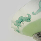 Chandeliers, green glass with floral motifs, art deco ceiling lamp with 1 lights