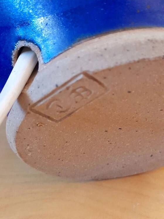 Blue glazed stoneware lamp 1960