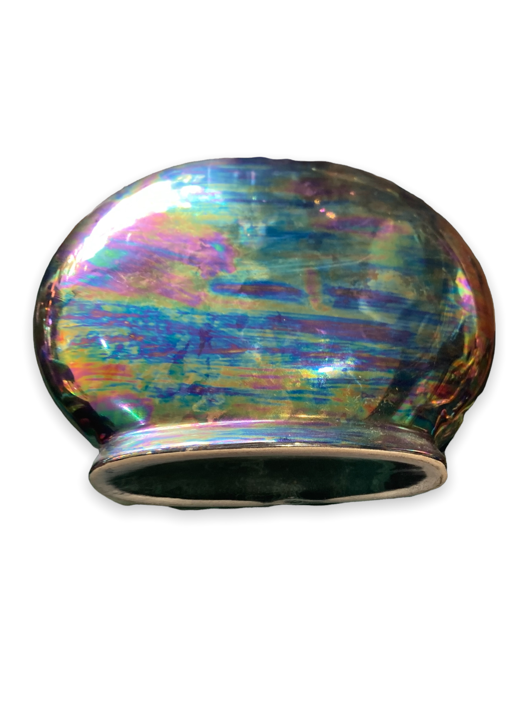 Round iridescent ceramic vase