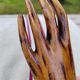 Carved wooden ring holder signed 70s