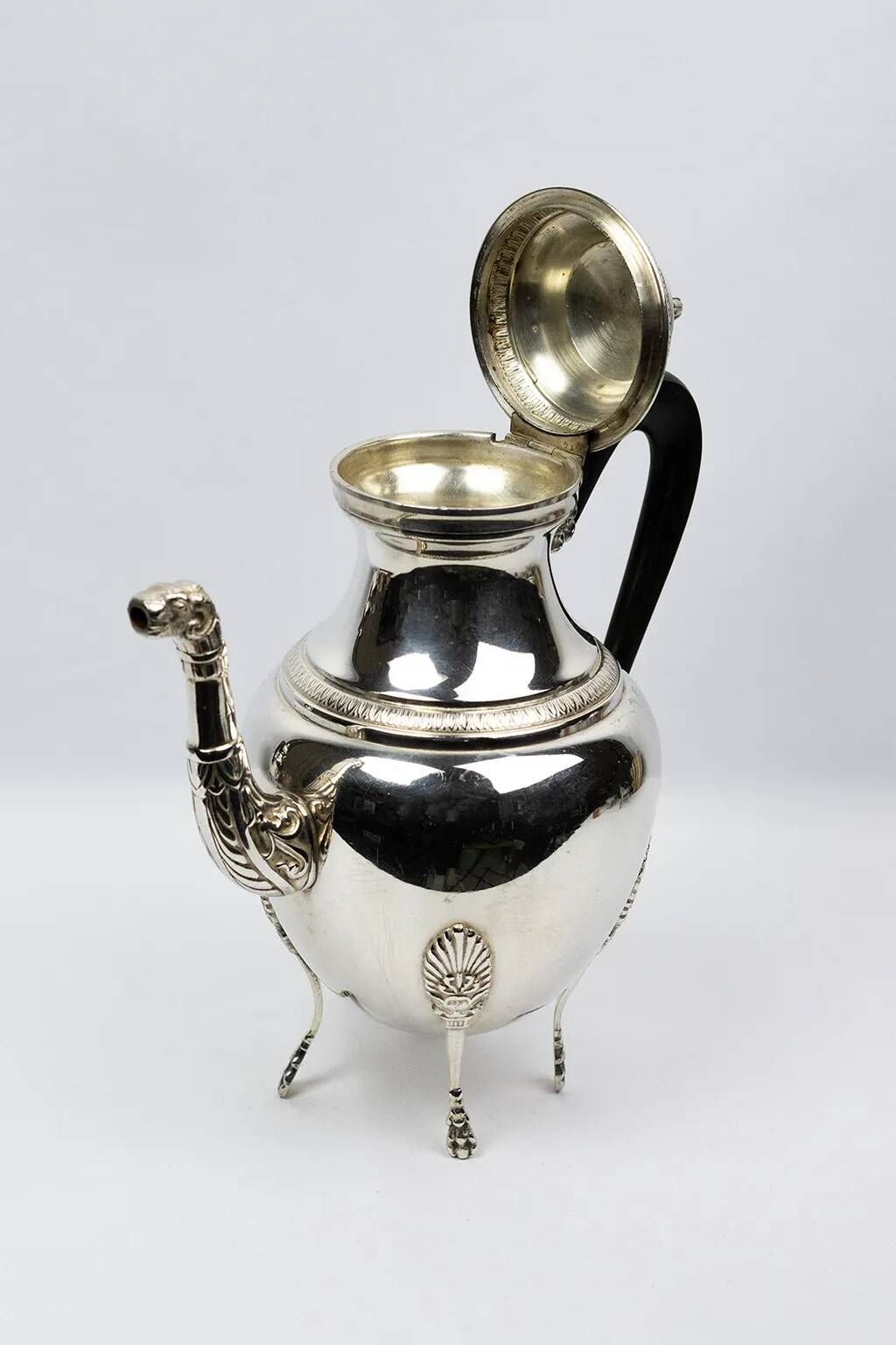 Empire-style tea and coffee service with ram's head spout - silver-plated, 5 pieces