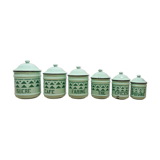 Series 6 mint green enamelled pots