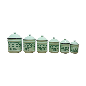 Série 6 pots émaillés vert mint