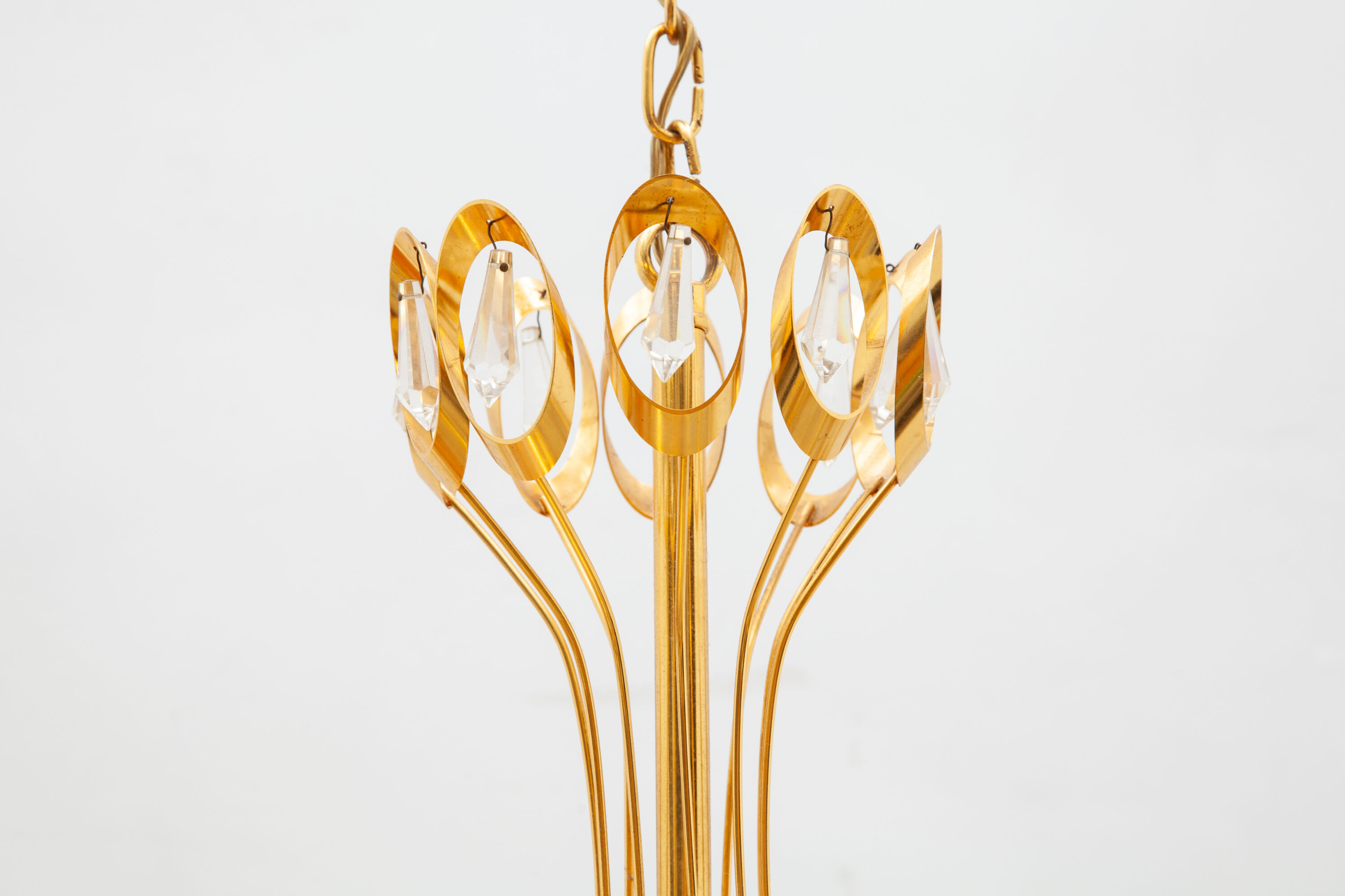 Gold Palwa Gilt Brass and Crystal Chandelier, Germany, 1970s