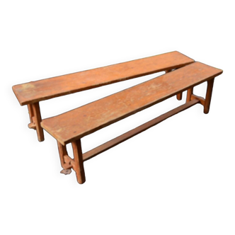 Old pair of fir benches, farm benches