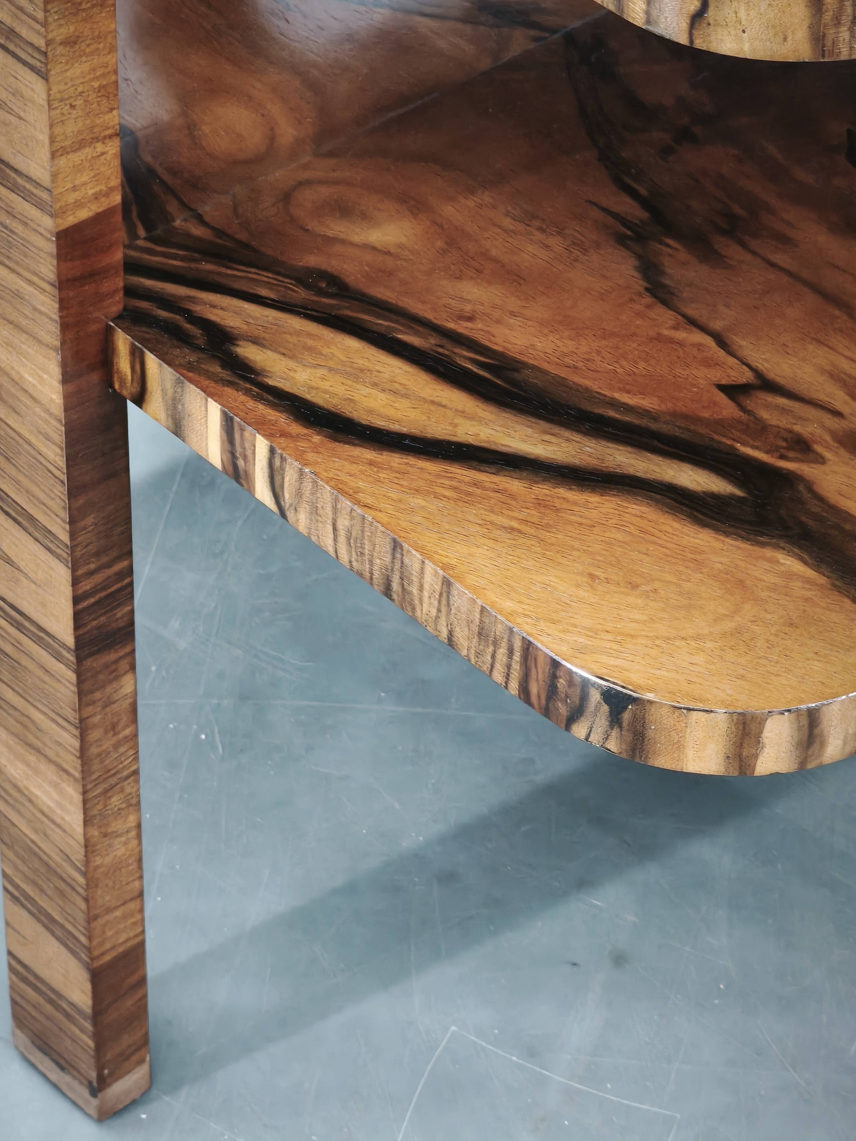 1930s Art Deco Walnut Two-Tier Coffee Table, Czechoslovakia