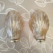 Paire d’appliques murales coquillage – verre italien strié – 1970