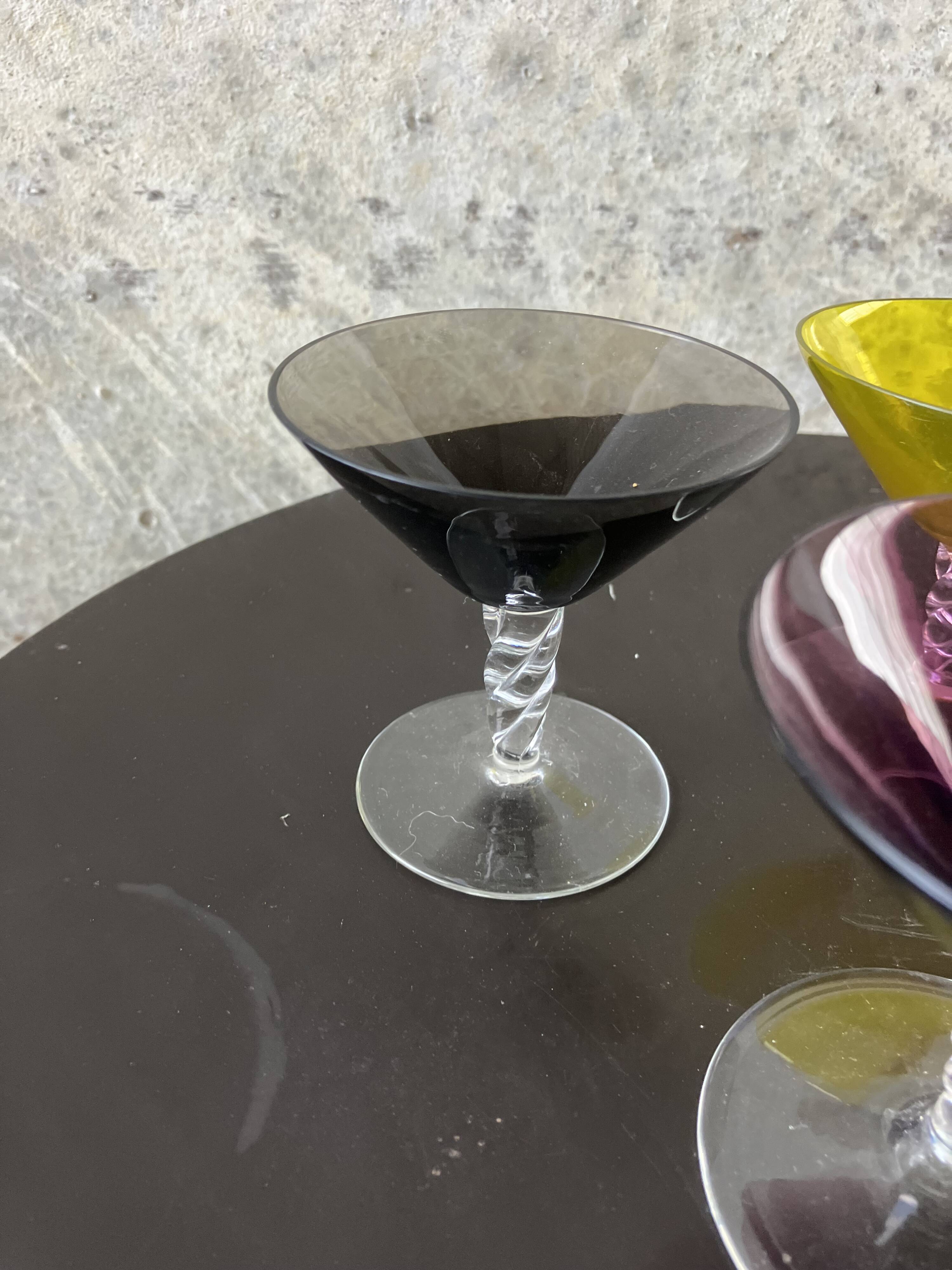 vintage 1970s martini glass set